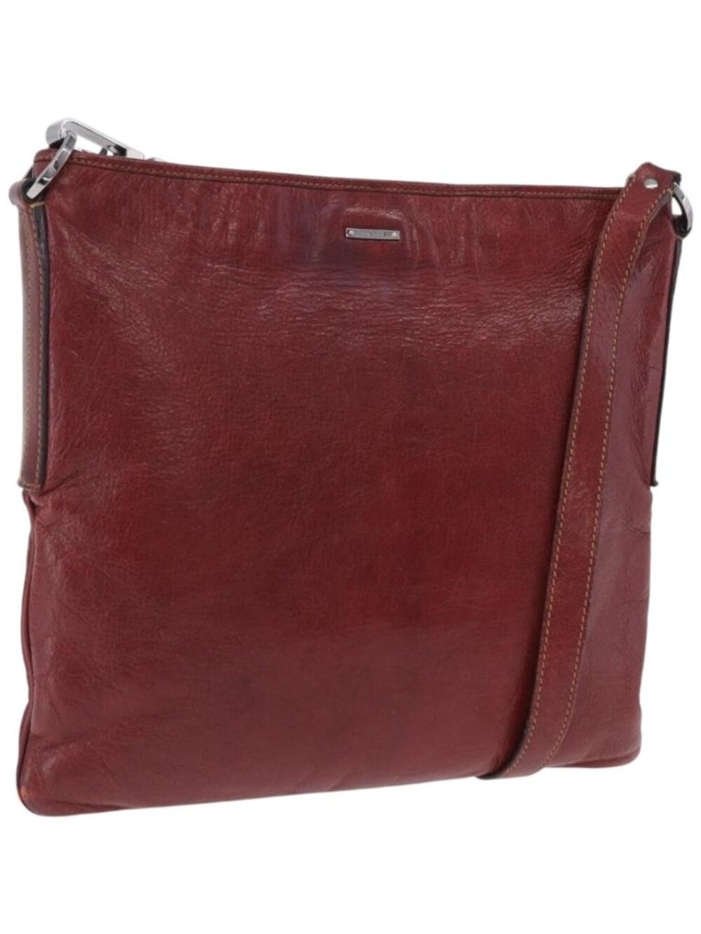 GUCCI Shoulder Bag Leather Red Silver 113013